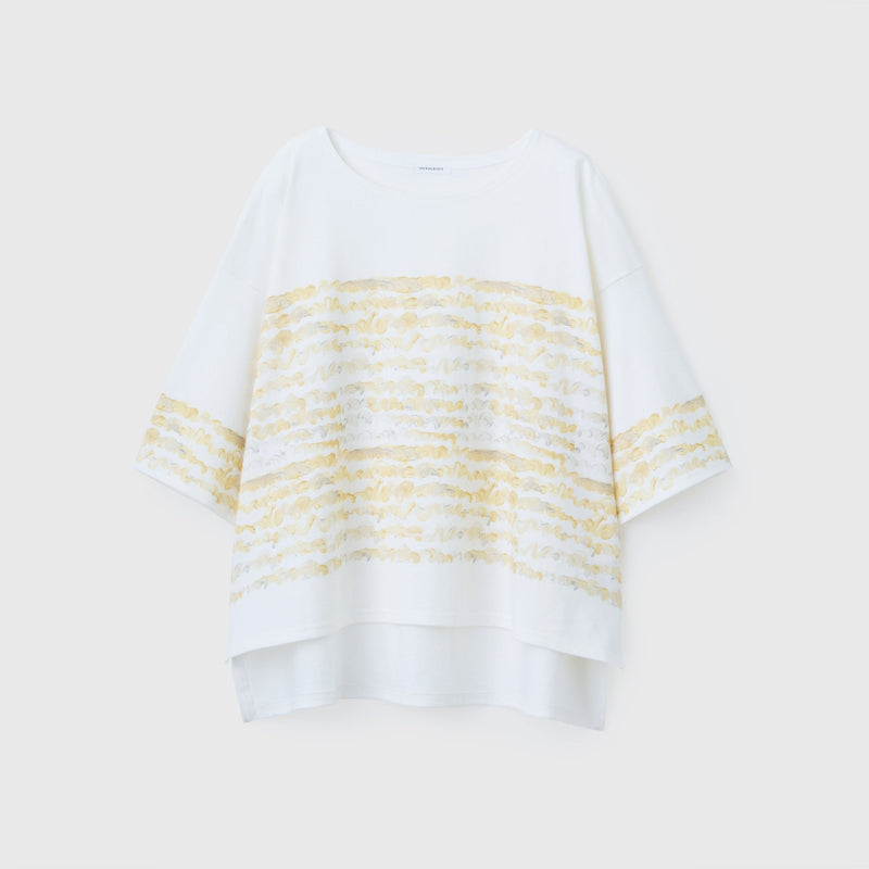 ￥【予約商品｜8月末〜9月上旬お届け】アートボーダーチュニックTシャツ「kin - mm2024」marina