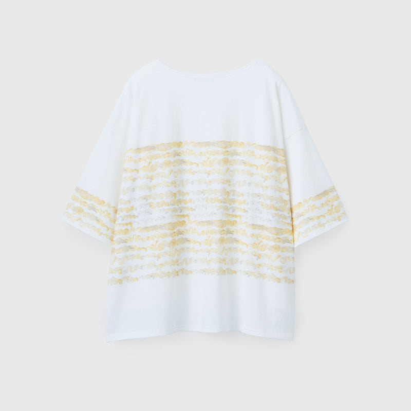 ￥【予約商品｜8月末〜9月上旬お届け】アートボーダーチュニックTシャツ「kin - mm2024」marina