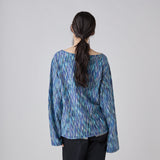 ￥【予約商品｜9月下旬お届け】Color Stripe Boatneck Long-Sleeve Top (Art-Inspired)「夜景」Kaoru Iga