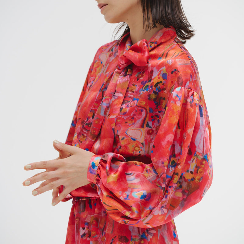 ￥【予約商品｜9月下旬お届け】サテンスカート「りんごのブーケ」Yuh Mitani