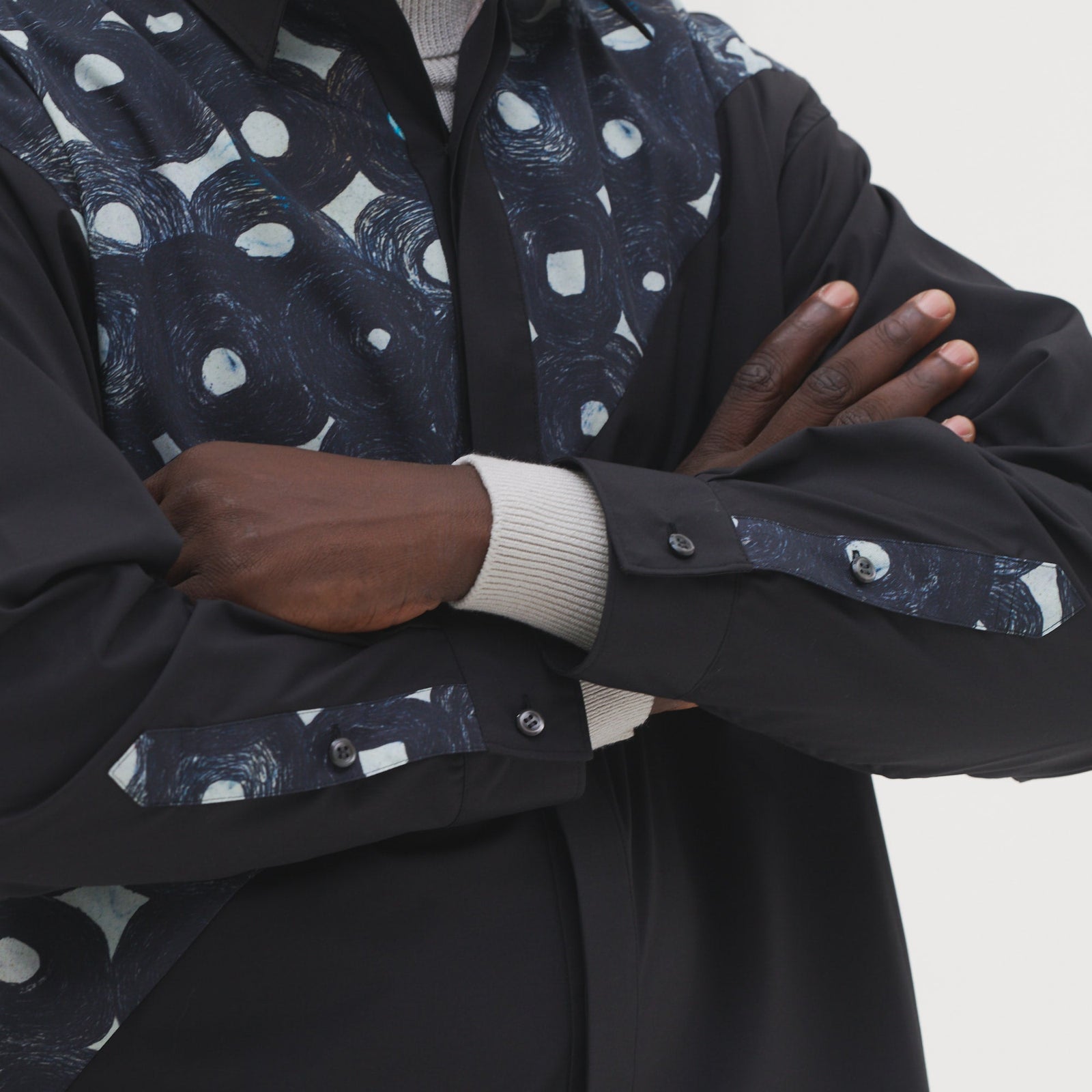 デザインシャツ（ショルダー切替）ブラックA「（無題）（丸