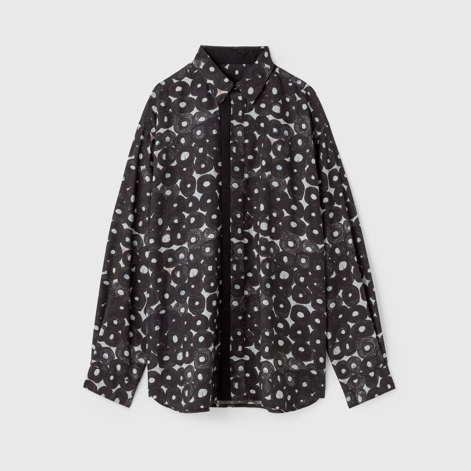 デザインシャツ（フライフロント）ブラックB「（無題）（丸