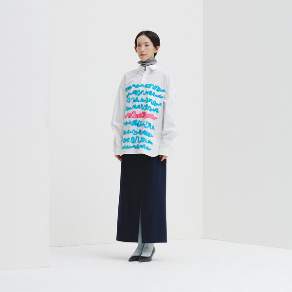 ￥レギュラーカラーシャツ「blue brush - mm2025」marina