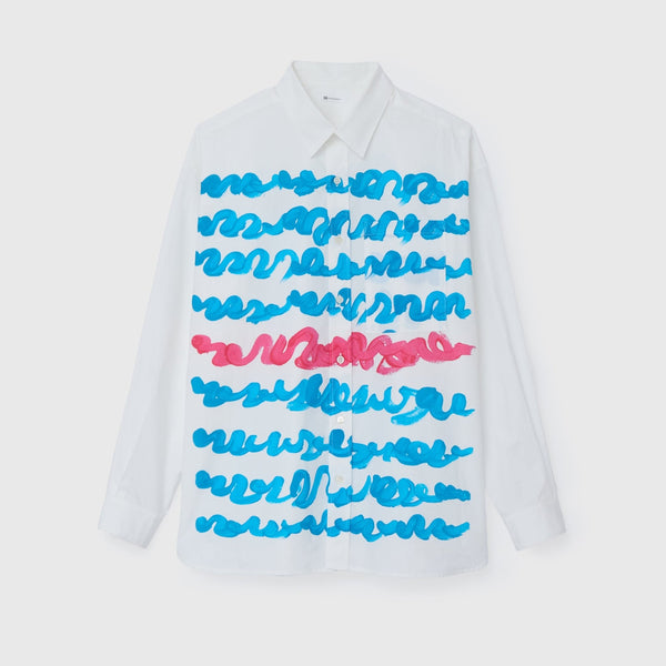 ￥レギュラーカラーシャツ「blue brush - mm2025」marina