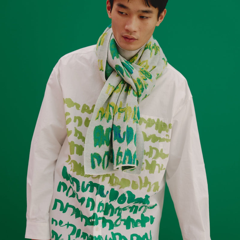 ￥ジャガードマフラー「green brush - mm2025」marina