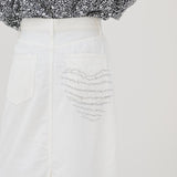 ￥デニムスカート（ホワイト）「heart - mm2024」marina