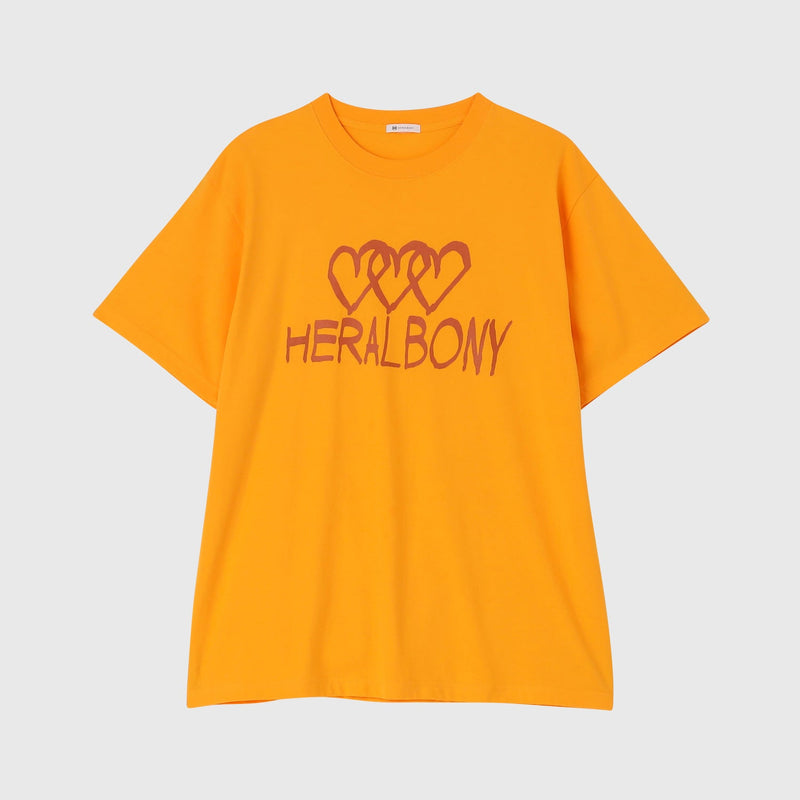 ￥【HEART】Logo T-Shirt　Horizontal Triple Heart　OrangeHERALBONY