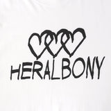 ￥【HEART】Logo T-Shirt　Horizontal Triple Heart　WhiteHERALBONY