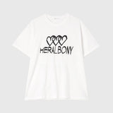 ￥【HEART】Logo T-Shirt　Horizontal Triple Heart　WhiteHERALBONY