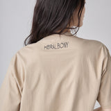 ￥【HEART】Logo T-Shirt　Vertical Triple Heart　BeigeHERALBONY