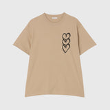 ￥【HEART】Logo T-Shirt　Vertical Triple Heart　BeigeHERALBONY