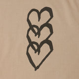 ￥【HEART】Logo T-Shirt　Vertical Triple Heart　BeigeHERALBONY