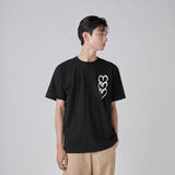￥【HEART】Logo T-Shirt　Vertical Triple Heart　BlackHERALBONY
