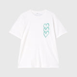￥【HEART】Logo T-Shirt　Vertical Triple Heart　WhiteHERALBONY