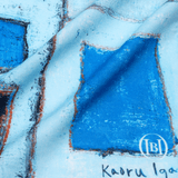 ￥シルク混バンダナ「青い窓」Kaoru Iga