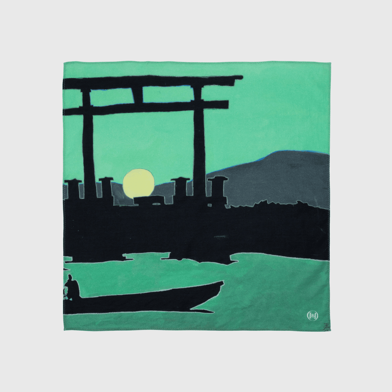 ￥シルク混バンダナ「夕陽に輝く厳島神社（宮島）」Yasuhiro Kobayashi
