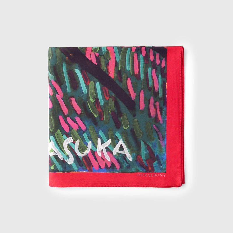 ￥シルクスカーフ「夕焼けの道」Asuka Tazaki