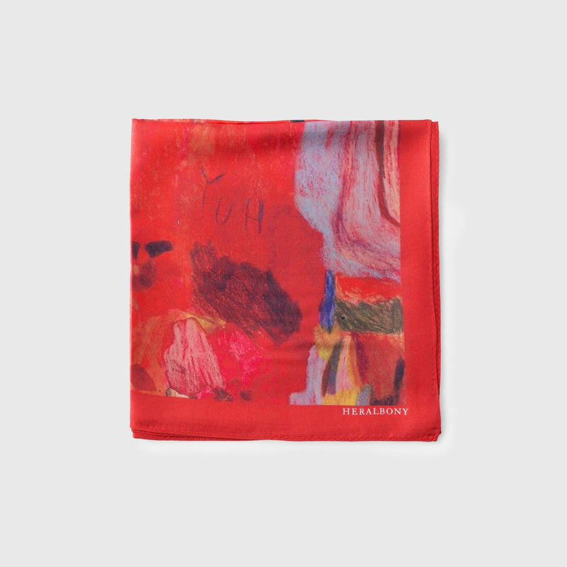 ￥シルクスカーフ「りんごのブーケ」Yuh Mitani