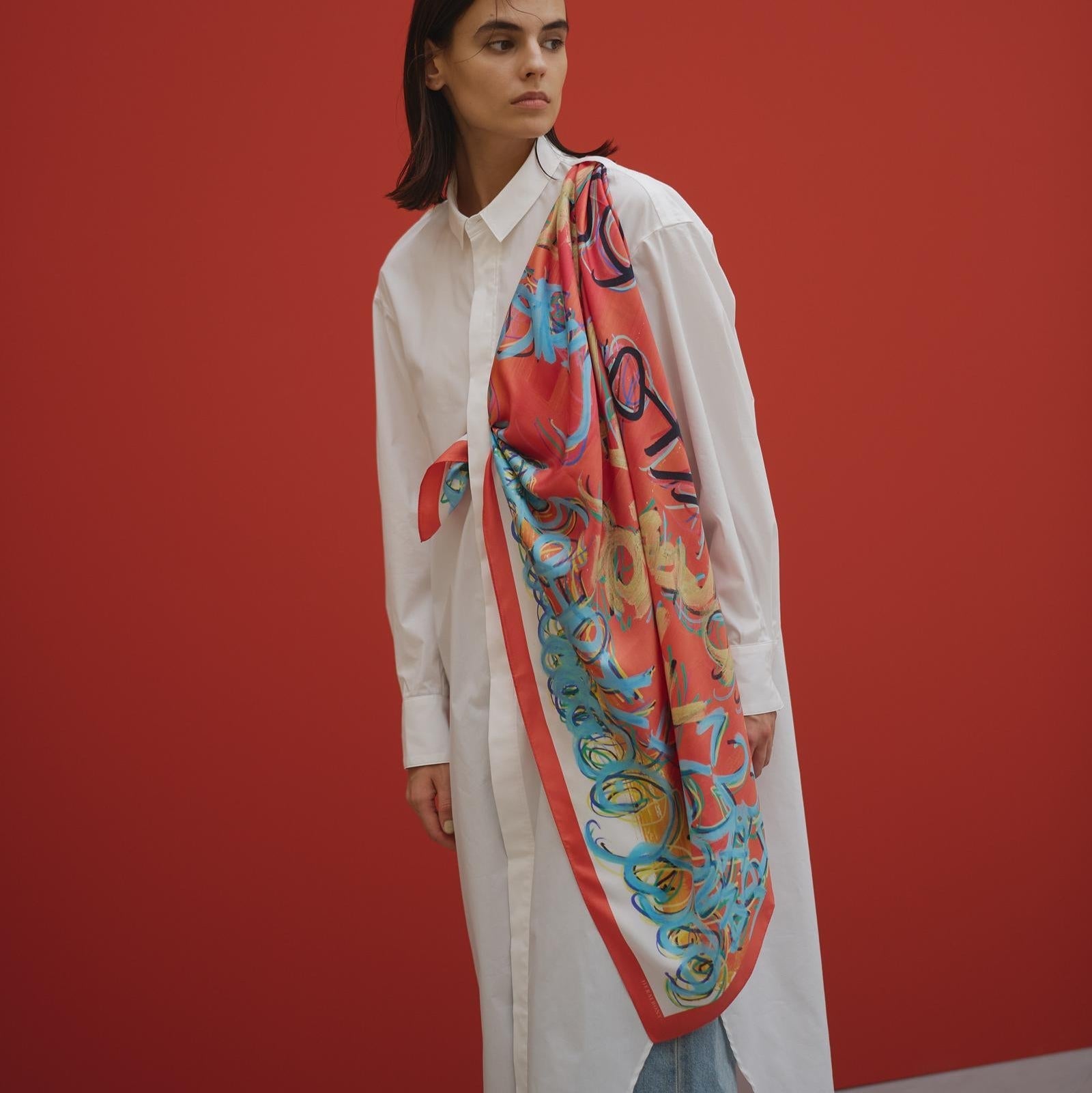 予約商品｜12月上旬お届け】シルクスカーフ「タイトル不明