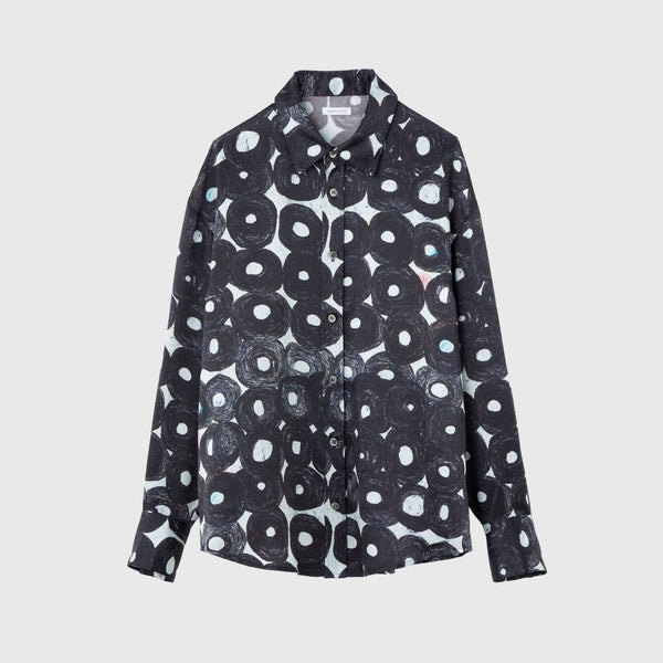 美品HERALBONY ヘラルボニー　サテンシャツブラウス「（無題）（丸）」 サテンシャツブラウス「（無題）（丸）」 – HERALBONY