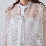 ￥シルクオーガンジー刺繍リボンシャツ「夏の魔物」Satoru Kobayashi