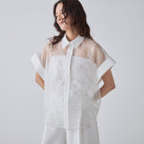 ￥シルクオーガンジー刺繍スキッパーシャツ「夏の魔物」Satoru Kobayashi