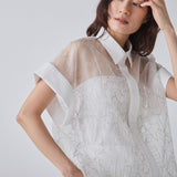 ￥シルクオーガンジー刺繍スキッパーシャツ「夏の魔物」Satoru Kobayashi