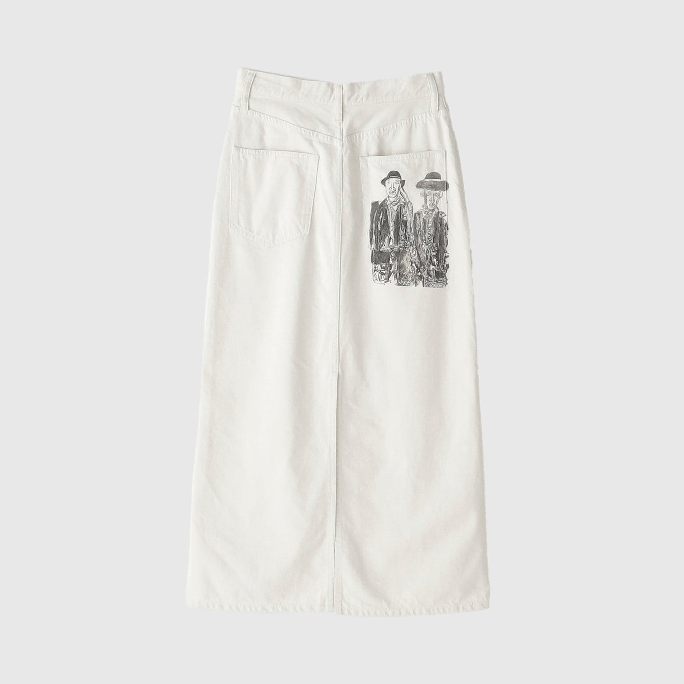【USED】EVISU DONNA_デニムタイトスカート_ホワイトカモメ_S寸 デニムスカート（ホワイト）「タイトル不明」 – HERALBONY