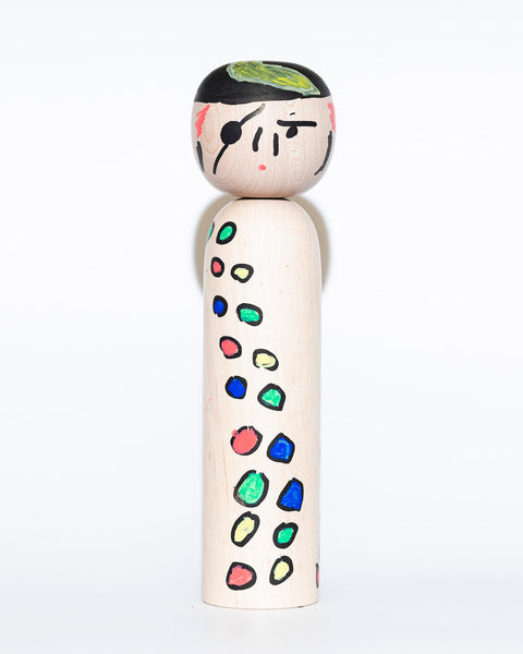 手彫り　木彫彩色　ひょっとこ　髭あり 伊達こけし」立体作品 – HERALBONY