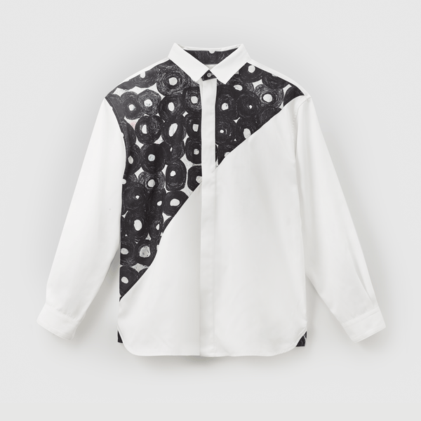 デザインシャツ（ショルダー切替）ホワイト「（無題）（丸）」 – HERALBONY