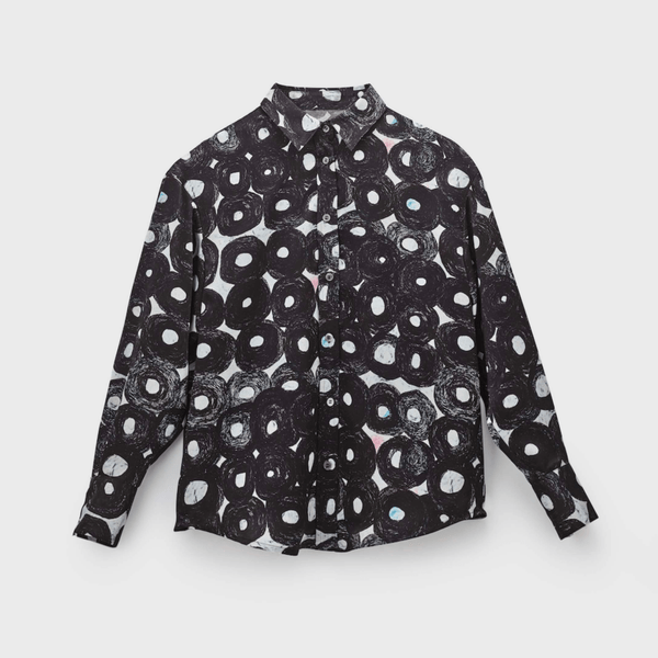 【新品】heralbony アートプリントシャツブラウス Kuromaru Shirt blouse Kuromaru – HERALBONY