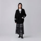 【HEART】 Bicolor Knit Cardigan　Black