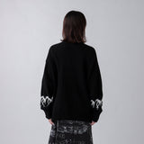 【HEART】 Bicolor Knit Cardigan　Black