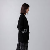 【HEART】 Bicolor Knit Cardigan　Black