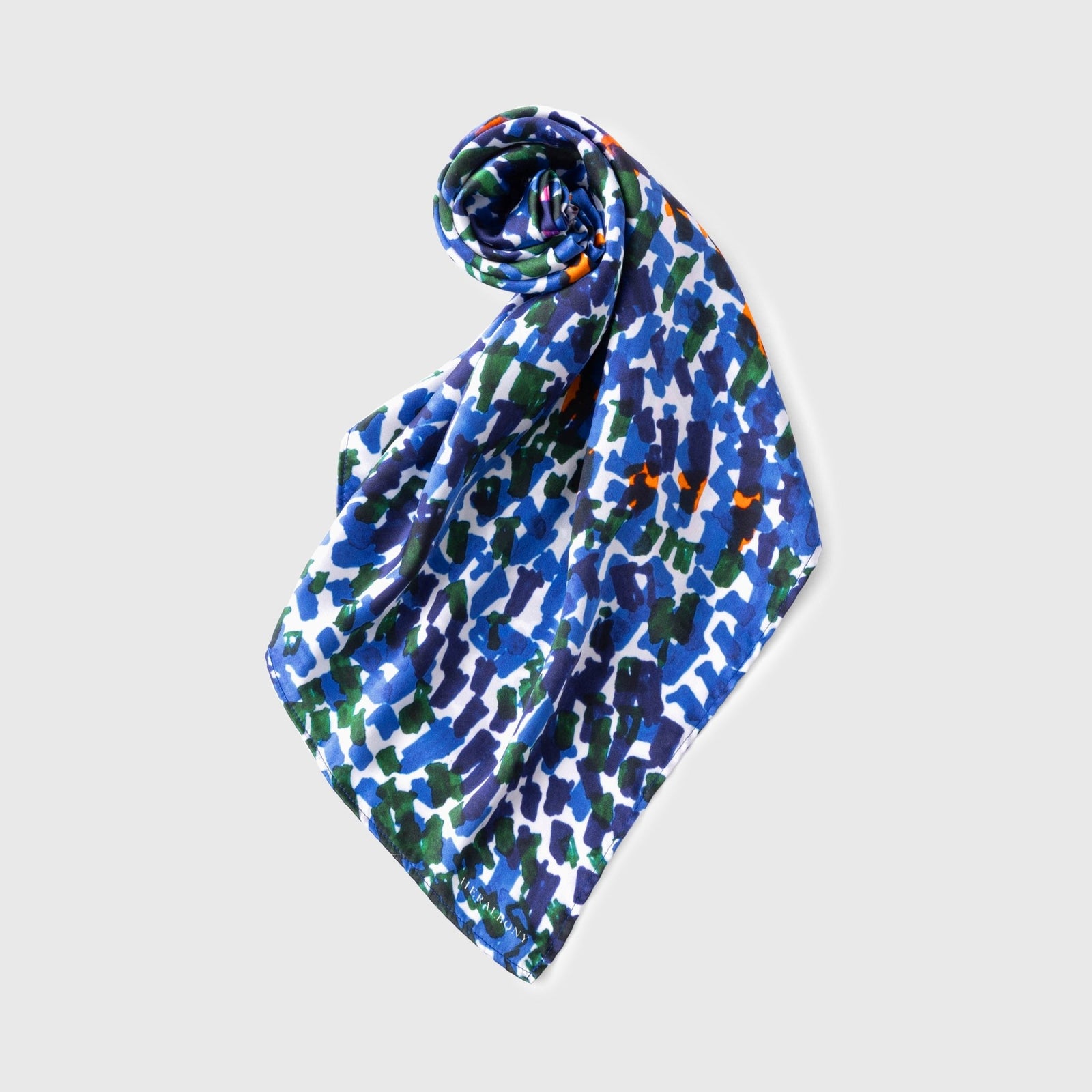 シルクサテンスカーフ「（無題）（青）」（Paris Edition