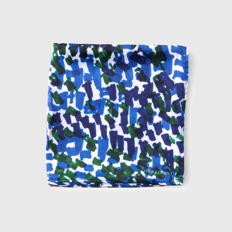 ￥シルクサテンスカーフ「（無題）（青）」（Paris Edition）Midori Kudo