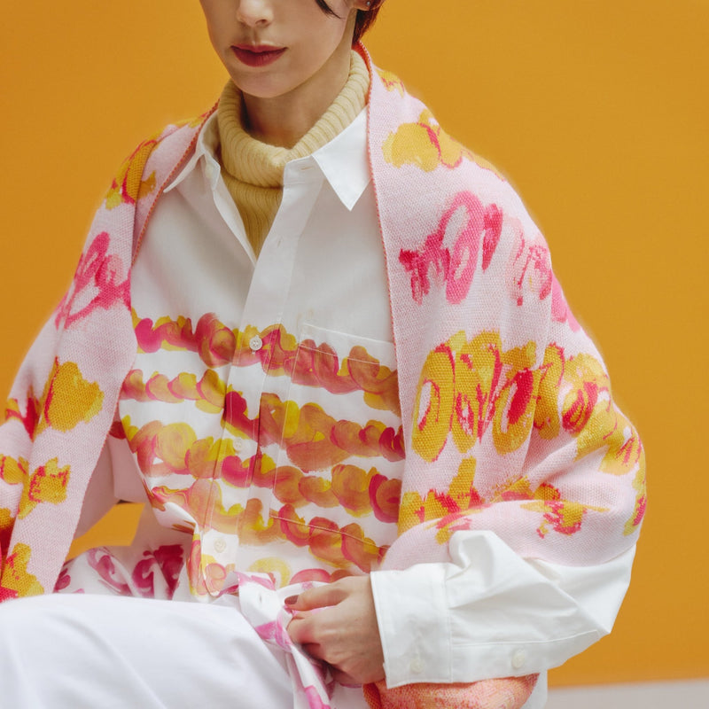 ￥ジャガードマフラー「red gradation brush1 - mm2025」marina