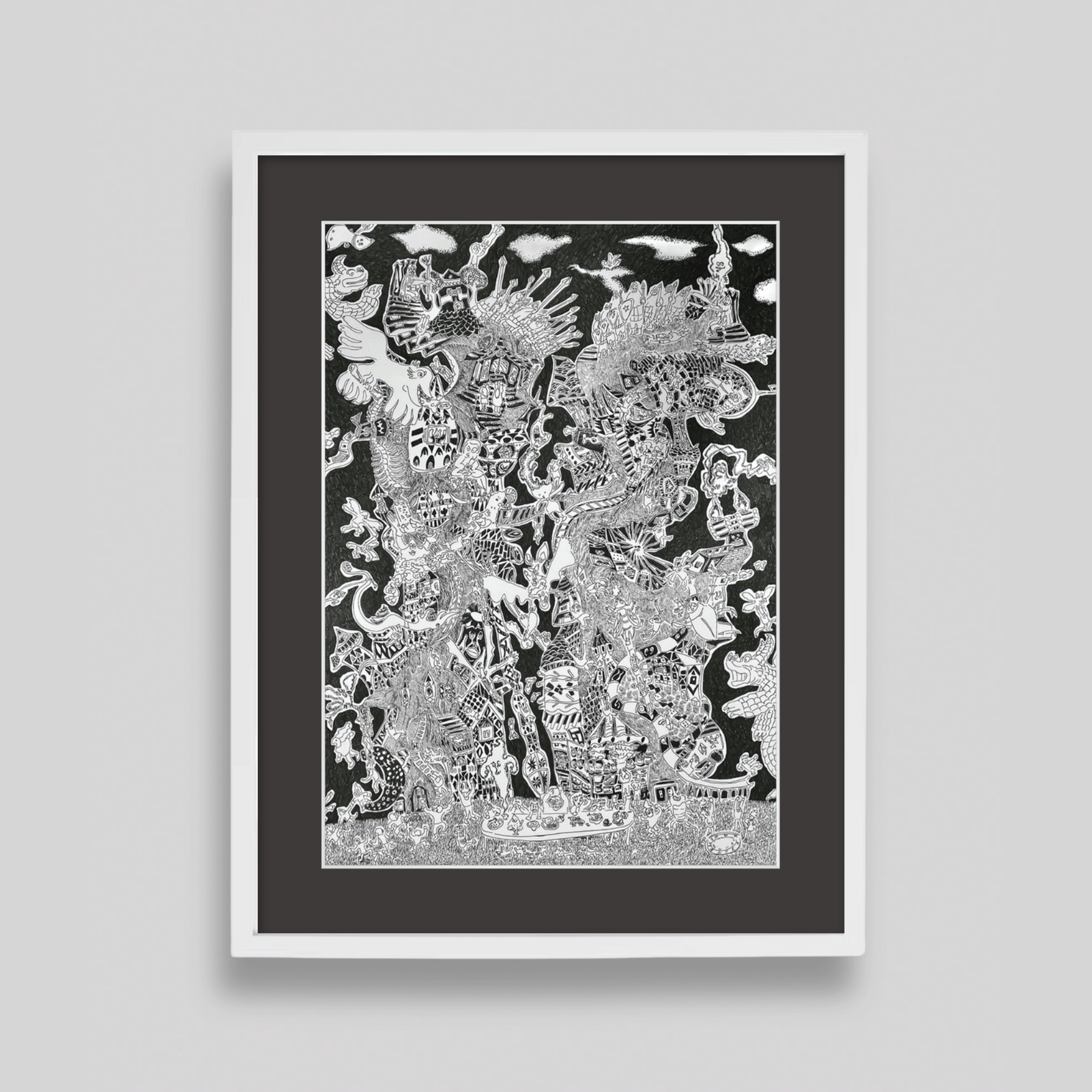 肉筆　絵本作家　大串ゆうじ アート　原画　【真作】インテリアアート　cibone 大串ゆうじ作品 「草盛一家」 – PRINT + PLANT