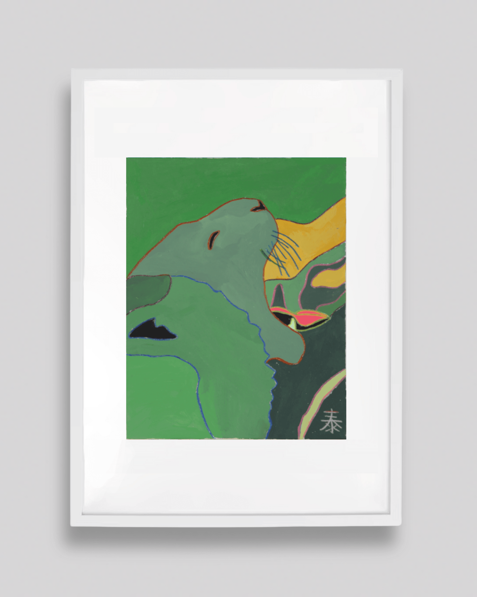 原画【ライオン】 ギャラリーマルヒ | 「表紙 ライオン」 油彩画 560×470／額サイズ